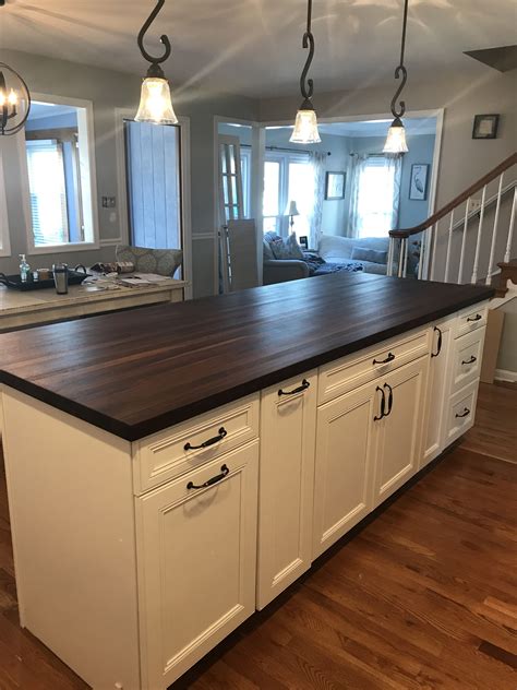 stainless steel cabinet with butcher block top|butcher block countertops dark cabinets.